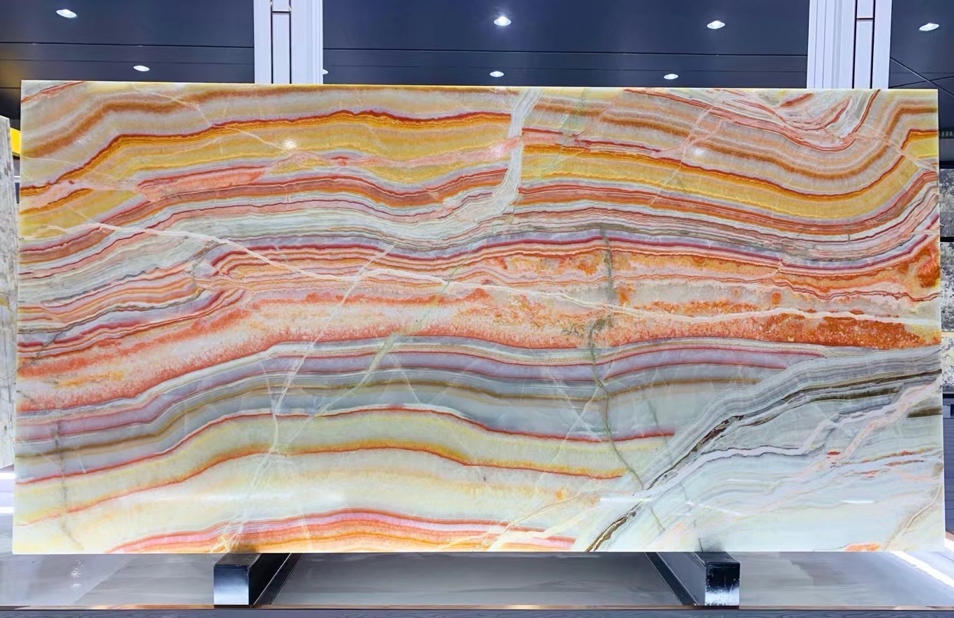Rainbow Onyx slabs